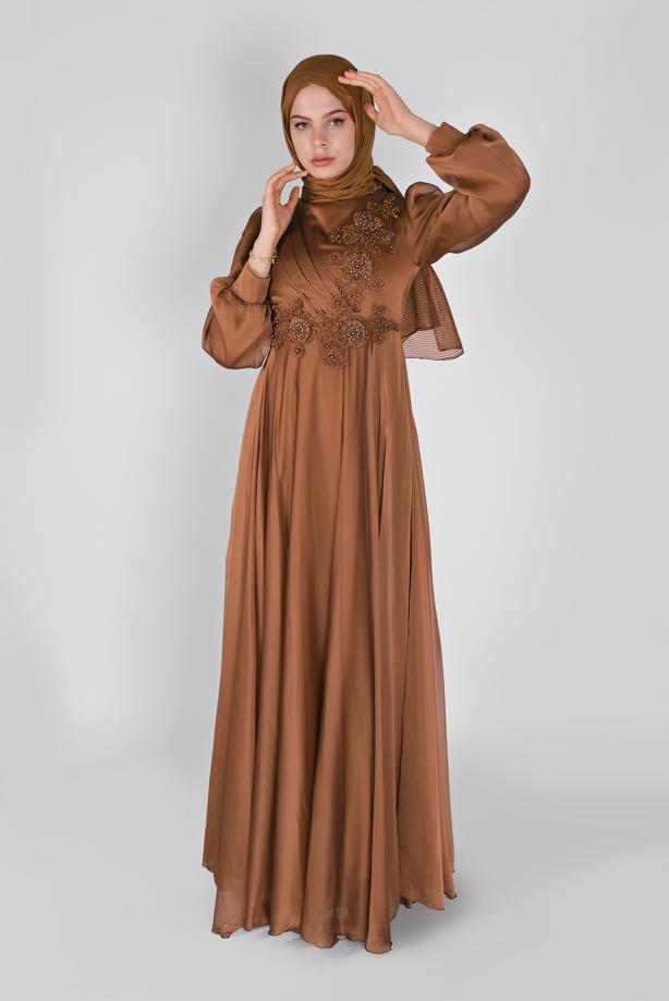 Vêtements hijab  BEAD EMBROIDERED EVENING DRESS 43110  - TRENDTESETTÜR