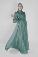Tesettür giyim YEŞİL BONCUK İŞLEMELİ ABİYE  43110 