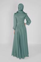 Tesettür giyim YEŞİL BONCUK İŞLEMELİ ABİYE  43110 