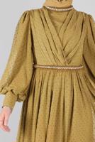 Tesettür giyim KAHVE ALVİNA ŞİFON ABİYE ELBİSE T 50128 