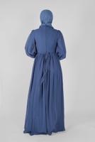 Tesettür giyim LACİVERT ALVİNA ŞİFON ABİYE ELBİSE T 50128 
