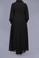 Tesettür giyim SİYAH PULLU İŞLEMELİ ABİYE ELBİSE 52788 