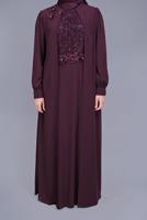 Vêtements hijab PRUNE ROBE DE SOIRÉE BRODÉE DÉTAIL PAILLETTES 52788