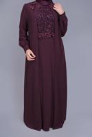 Vêtements hijab PRUNE ROBE DE SOIRÉE BRODÉE DÉTAIL PAILLETTES 52788