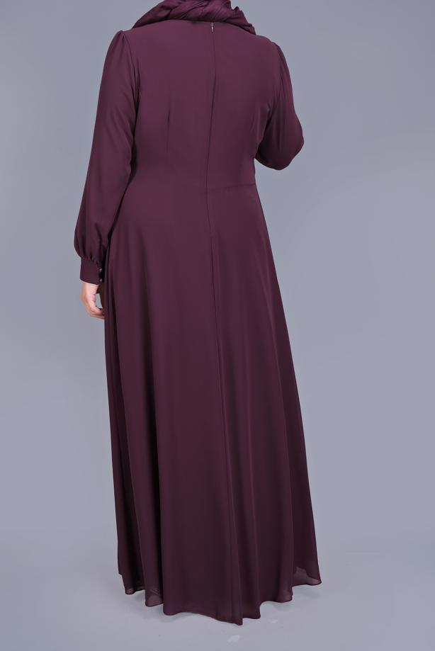 Vêtements hijab  SEQUIN DETAIL EMBROIDERED EVENING DRESS 52788  - TRENDTESETTÜR