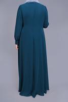 Tesettür giyim MAVİ PULLU İŞLEMELİ ABİYE ELBİSE 52788 