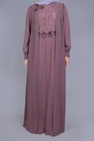 Hijab clothing PINK SEQUIN DETAIL EMBROIDERED EVENING DRESS 52788 