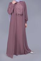 Hijab clothing PINK SEQUIN DETAIL EMBROIDERED EVENING DRESS 52788 