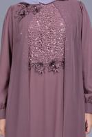 Hijab clothing PINK SEQUIN DETAIL EMBROIDERED EVENING DRESS 52788 