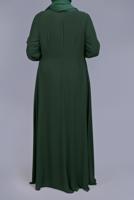 Tesettür giyim YEŞİL PULLU İŞLEMELİ ABİYE ELBİSE 52788 