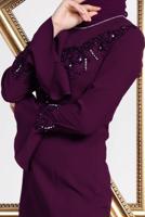 Tesettür giyim BORDO  ALVİNA GÜPÜR İŞLEMELİ BALIK ABİYE ELBİSE 5513