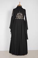 Vêtements hijab NOIR ROBE DE SOIRÉE EN MOUSSELINE ALVINA T 5517