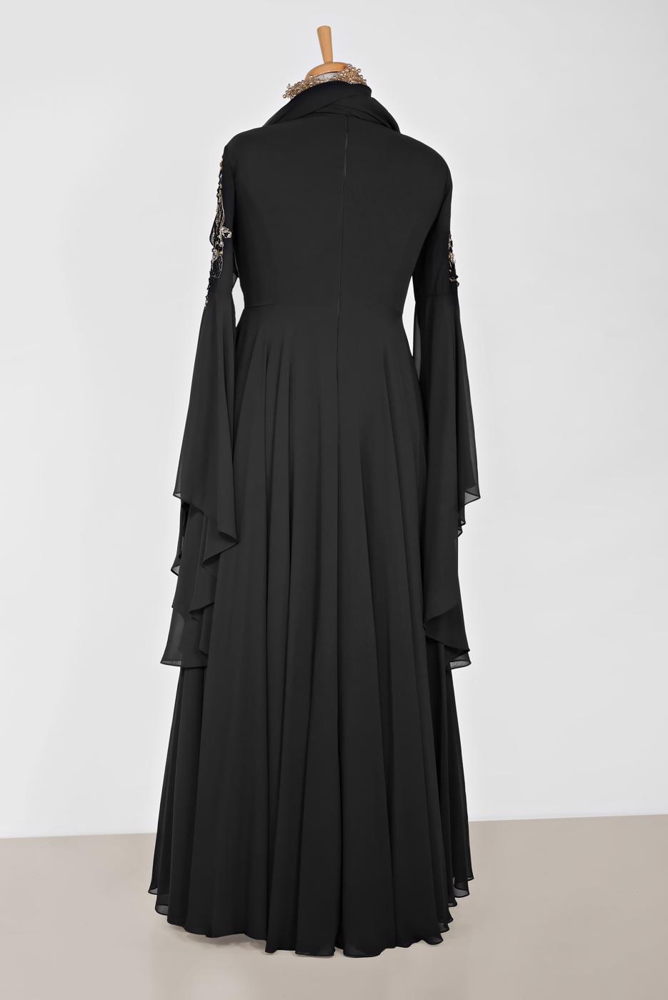 Vêtements hijab NOIR ROBE DE SOIRÉE EN MOUSSELINE ALVINA T 5517
