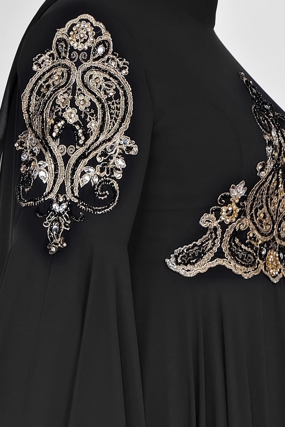 Vêtements hijab NOIR ROBE DE SOIRÉE EN MOUSSELINE ALVINA T 5517