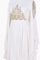 Tesettür giyim KREM ALVİNA ŞİFON ABİYE ELBİSE T 5517