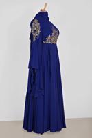 Tesettür giyim LACİVERT ALVİNA ŞİFON ABİYE ELBİSE T 5517