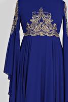 Tesettür giyim LACİVERT ALVİNA ŞİFON ABİYE ELBİSE T 5517