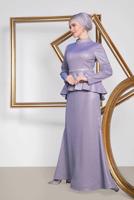 Hijab clothing PURPLE ALVİNA SILVERY FİSH EVENING DRESS 5552  