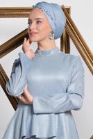 Vêtements hijab BLEU ROBE DE SOIRÉE POISSON ARGENTÉ ALVINA 5552