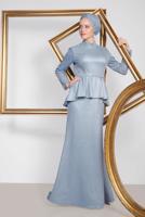 Vêtements hijab BLEU ROBE DE SOIRÉE POISSON ARGENTÉ ALVINA 5552