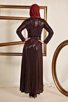 Tesettür giyim BORDO ALVİNA PUL İŞLEMELİ ABİYE 5585