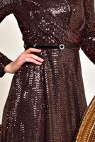 Tesettür giyim BORDO ALVİNA PUL İŞLEMELİ ABİYE 5585