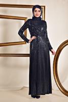 Tesettür giyim LACİVERT ALVİNA PUL İŞLEMELİ ABİYE 5585
