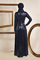 Tesettür giyim LACİVERT ALVİNA PUL İŞLEMELİ ABİYE 5585