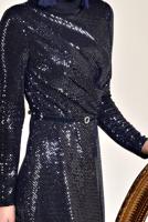 Tesettür giyim LACİVERT ALVİNA PUL İŞLEMELİ ABİYE 5585