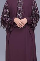 Hijab clothing PLUM SEQUIN DETAIL 2-PIECE EVENING DRESS 5602  