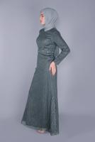 Tesettür giyim GRİ ALVİNA  BONCUK İŞLEME DETAYLI SİM KUMAŞ ABİYE 5617