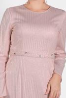 Tesettür giyim PUDRA ALVİNA  BONCUK İŞLEME DETAYLI SİM KUMAŞ ABİYE 5617