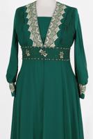 Vêtements hijab VERT ALVINA ROBE DE SOIRÉE EN MOUSSELINE AVEC GEM DETAILS 5916