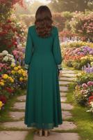 Vêtements hijab VERT ALVINA ROBE DE SOIRÉE EN MOUSSELINE AVEC GEM DETAILS T 5916