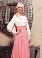 Tesettür giyim PUDRA ALVİNA  ŞİFON ABİYE ELBİSE 5917 