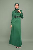 Vêtements hijab VERT T 5932 ALVİNA  ALİSSA SATEN ABİYE 38/44 TEK40