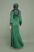 Vêtements hijab VERT T 5932 ALVİNA  ALİSSA SATEN ABİYE 38/44 TEK40
