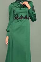 Vêtements hijab VERT T 5932 ALVİNA  ALİSSA SATEN ABİYE 38/44 TEK40
