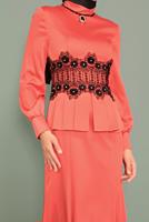 Tesettür giyim MERCAN ALVİNA  DANTELLİ BONCUKLU SATEN ABİYE ELBİSE 5933 