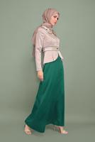 Tesettür giyim YEŞİL BEBE YAKA İŞLEMELİ ABİYE T 5938