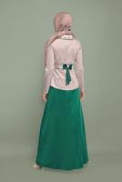 Tesettür giyim YEŞİL BEBE YAKA İŞLEMELİ ABİYE T 5938