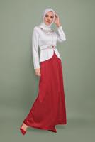 Tesettür giyim KIRMIZI BEBE YAKA İŞLEMELİ ABİYE T 5938