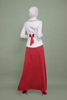 Tesettür giyim KIRMIZI BEBE YAKA İŞLEMELİ ABİYE T 5938