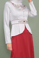 Tesettür giyim KIRMIZI BEBE YAKA İŞLEMELİ ABİYE T 5938