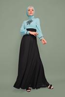 Tesettür giyim YEŞİL NAKIŞLI İŞLEMELİ ABİYE T 5941 