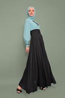 Tesettür giyim YEŞİL NAKIŞLI İŞLEMELİ ABİYE T 5941 