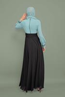 Tesettür giyim YEŞİL NAKIŞLI İŞLEMELİ ABİYE T 5941 