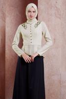 Tesettür giyim SİYAH ALVİNA TAŞ DETAYLI ABİYE ELBİSE T 5944