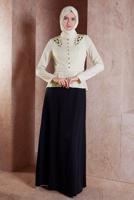 Tesettür giyim SİYAH ALVİNA TAŞ DETAYLI ABİYE ELBİSE T 5944