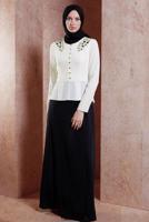 Tesettür giyim SİYAH ALVİNA TAŞ DETAYLI ABİYE ELBİSE T 5944